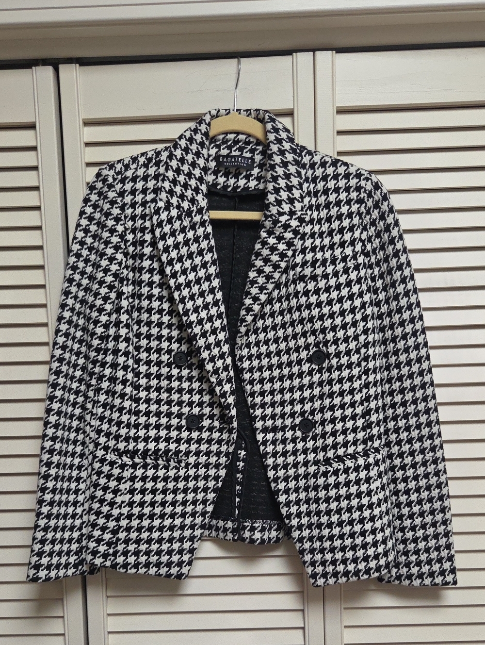 bagatelle Black & White Houndstooth Double-Breasted Blazer